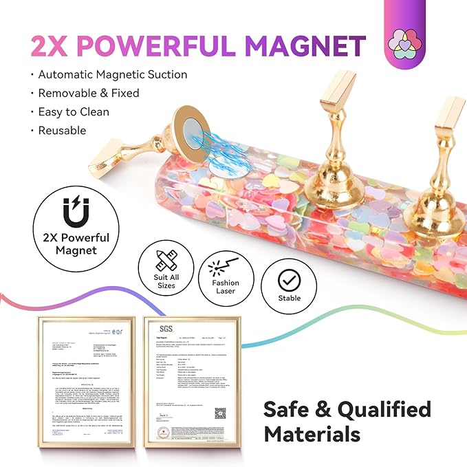 SAVILAND Nail Stand for Press Ons: 3 Set Nail Stand Nail Holder for Painting Nails with 40 Pcs Reusable Adhesive Putty Press on Nail Stand Stylish Glitter Nail Stand for Nail Art Tools Salon Manicure