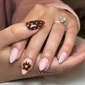 24Pcs Polka Dot French Tip Press on Nails Medium Almond Fake Nails Flower False Nails Nude Nails Press Ons Glossy Full Cover Stick on Nail Polka Dot Glue on Nail for Women Decoration Set 24Pcs