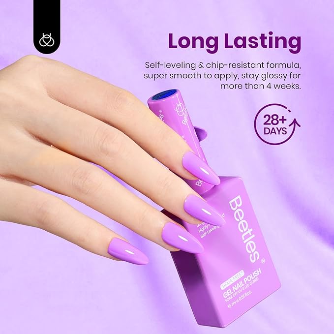 Beetles Purple Blue Gel Polish Set - 6 Colors 15ml Hema-Free Baby Blue Purple Polish Kit Spring Wisteria Whisper Collecction Soak off Uv Led Lamp Nail Art Salon Colorful Bottle Manicure