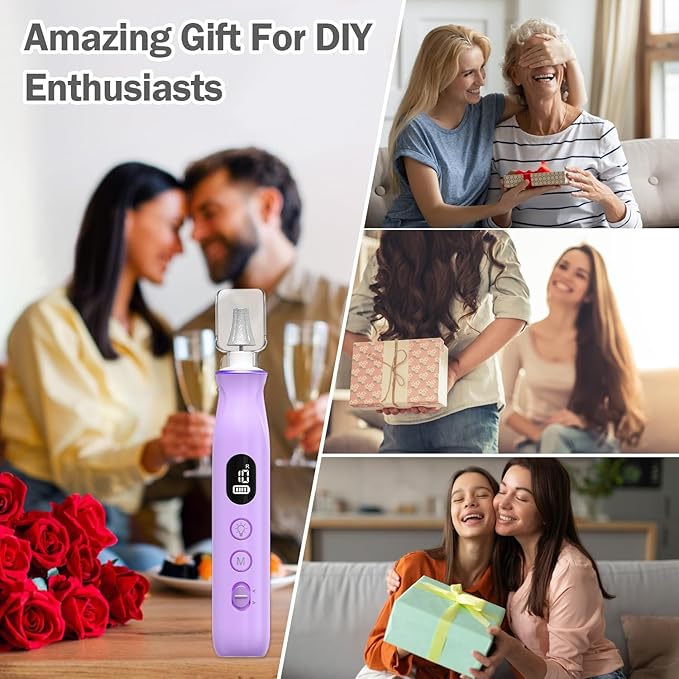 Electric Nail File, 10 Speeds Cordless Nail Drill with LED Light, Portable Manicure Pedicure Kit for Acrylic Gel Nails Thick Toenails Nail Grind, Hand Natural Nails Care - 10 Bits & 120 Sanding Bands
