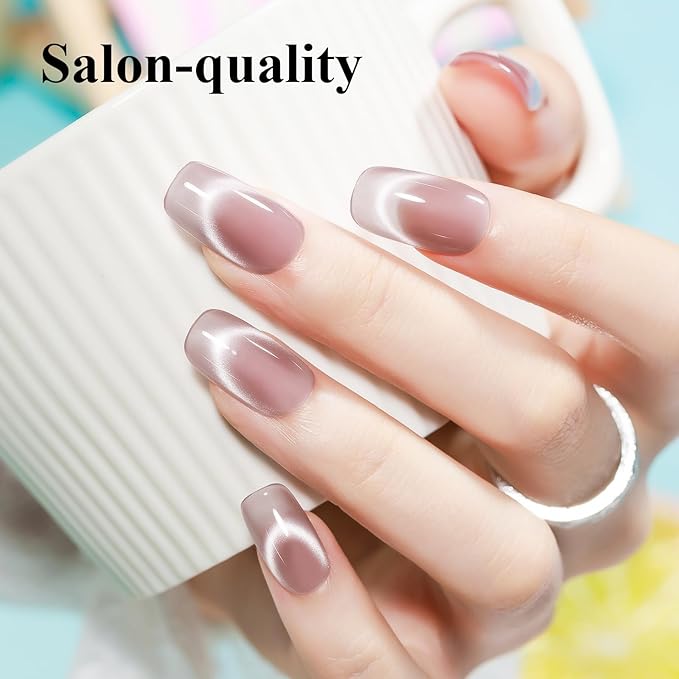 Moonlight Cat Eye Gel Nail Polish Set 10 Colors Magnetic Cateye Gel Polish Shimmer Glitter Mirror Glass Pink Purple Green UV Gel Polish Holographic for Nail Art Manicure DIY at Home Salon
