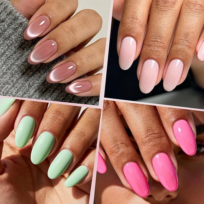 Ranrose 600pcs Short Nail Tips- Oval Half Cover False Tips 12 Sizes French Acrylic Nails for DIY Nail Salon