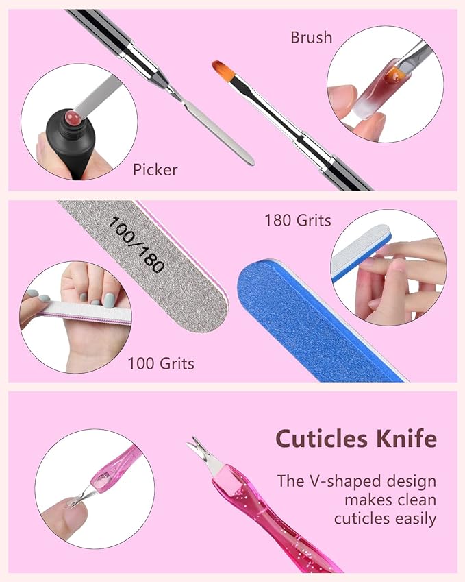 144 Pcs Nail Forms, MORGLES 2 Sizes Poly Extension Gel Dual Forms, Coffin Nails Extension with Stiletto Shape Molds, 10 Pcs Clips with Files for Home & Salon