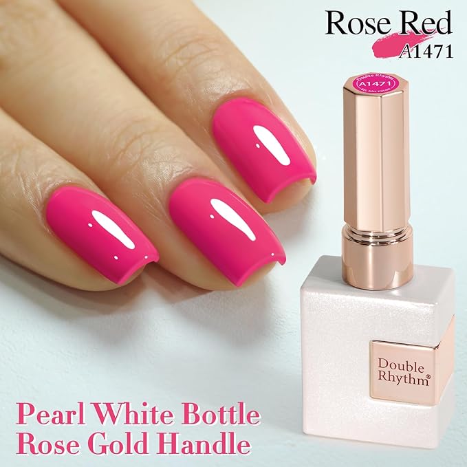 Double Rhythm Gel Polish 15ML Jelly Sheer Pastel Light Milky Color Pearl White Bottle 1 PC 0.5 OZ Full Size Nail Art Salon at Home (Pink Purple-D1471)