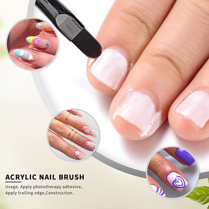 SILPECWEE 1pc Acrylic Nail Brush Gel Nail Art Brushes Nail Clean Up Brush Nail Design Brush Builder Gel Brushes for Nails Paint Pen Nail Polish Brush Manicure Brushes