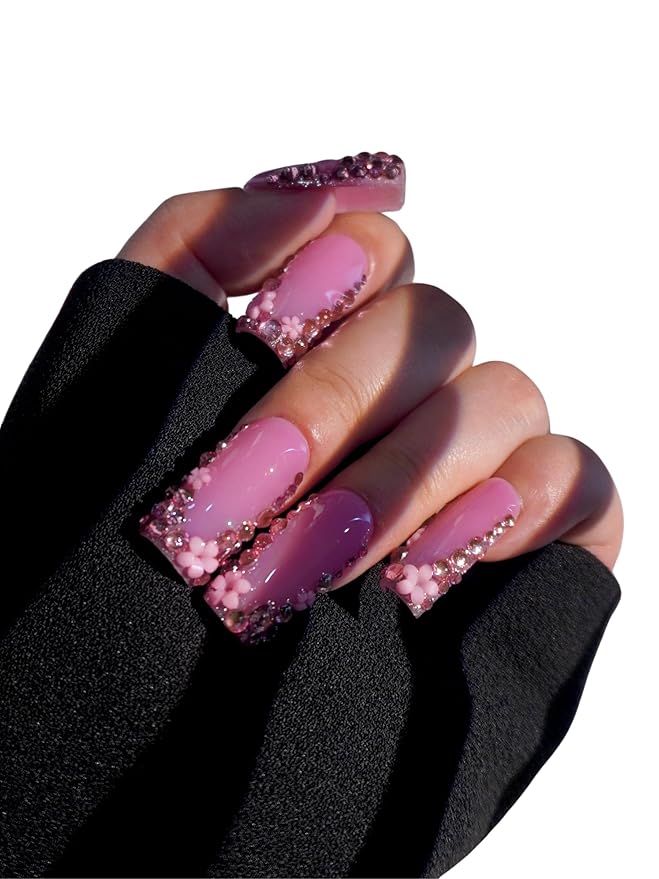 HAND-PAINTED White Press Ons Neon Small Press on Nails Long French Press on Nails Coffin Medium Short Nail art Fake Nail Art Kit with 7g Glue on Nails Handmade Almond Square Nails (TJ-13, Custom)