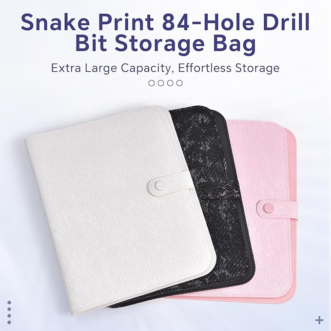 Nail Drill Bits Holder Portable PU Leather Nail Drill Bit Storage Bag 84 Holes Nail Bits Displayer Organizer Large Space Snake Print Nail Drill Bit Organizer (Drill Bits Not Included) (Black)