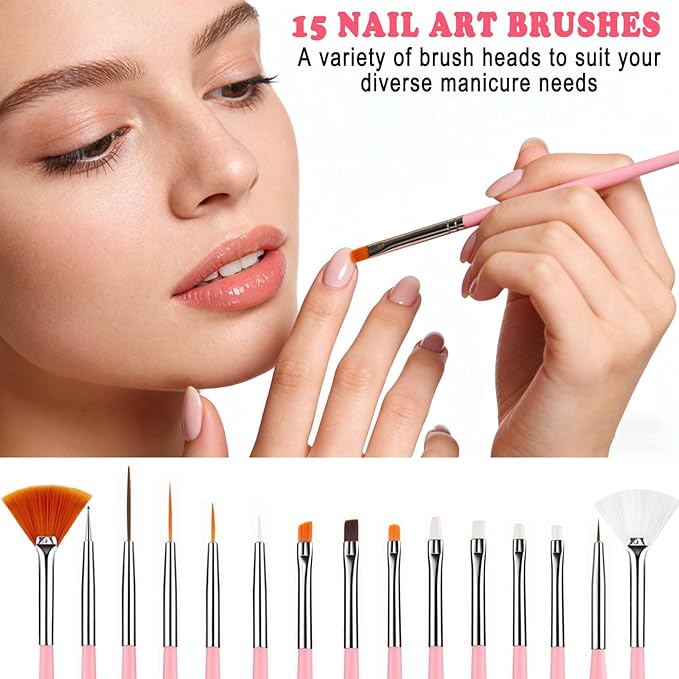 31Pcs Nail Art Tools Set, Nail Art Brushes, Resin Nail Art Palette, Dotting Tools and Liner Brushes, For Nail Art Design for Home and Salon Use