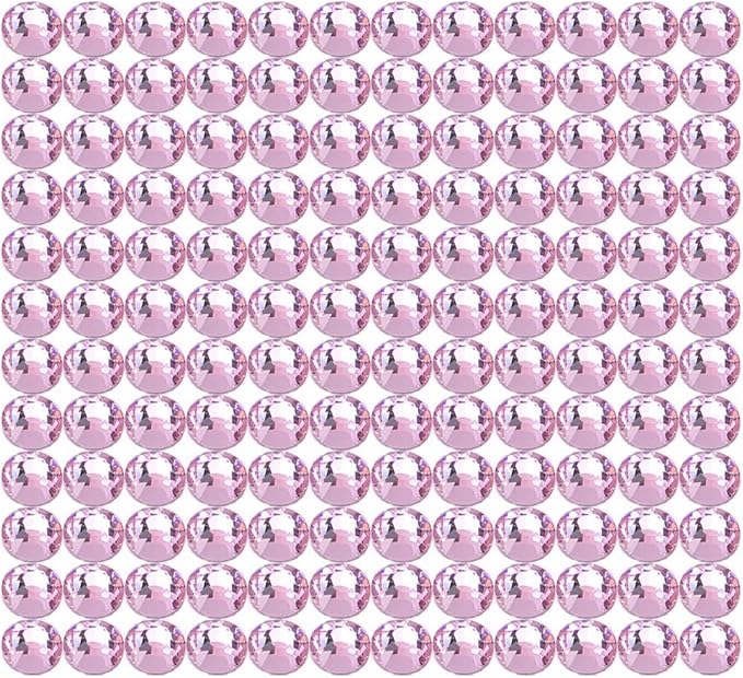 Onwon 1440 Pcs Crystal Flat Back Brilliant Round Rhinestones Glass Stones Glitter Gems Faux Diamond for Craft,Nail Art,Shoes,DIY Decorations (SS10 / 2.8mm, Pink)