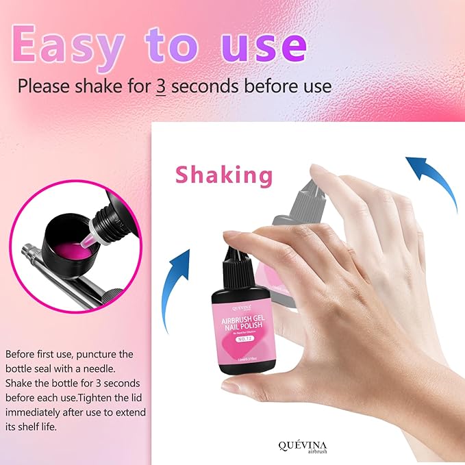 QUEVINA 28 Hot Colors Airbrush Gel Nail Polish Set – Safe, Odorless Formula for Stunning Nail Art – No Dilution Needed, Long-Lasting & Vibrant Shades 28X15ml
