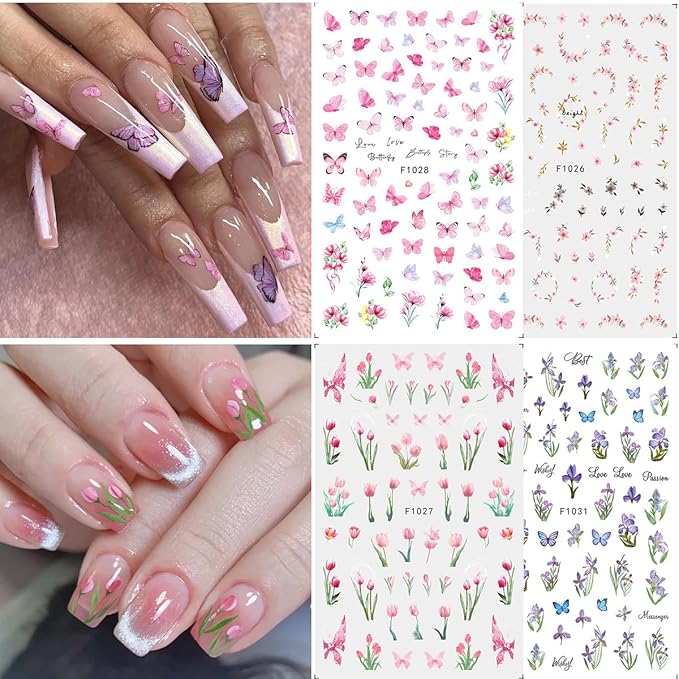 Nail Design Kit - Art Brushes, Dotting Tools, 3D Flowers & Charms, Gold Leafs, Butterfly Stickers