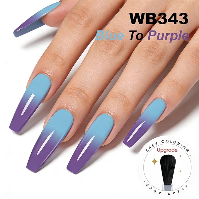 YTD Likomey Color Changing Gel Nail Polish,15ml Mockingbird Egg Blue To Purple Mood Temperature Change Colors,Fall Winter Thermal Ombre UV Manicure Pastel UV Nail Varnish,WB343