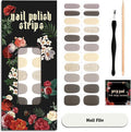 Nail Polish Strips (No UV Lamp Needed) - 22 Pcs Salon Quality Gel Nail Stickers - Long Lasting Wraps (Sparrow Brown&Yellow)