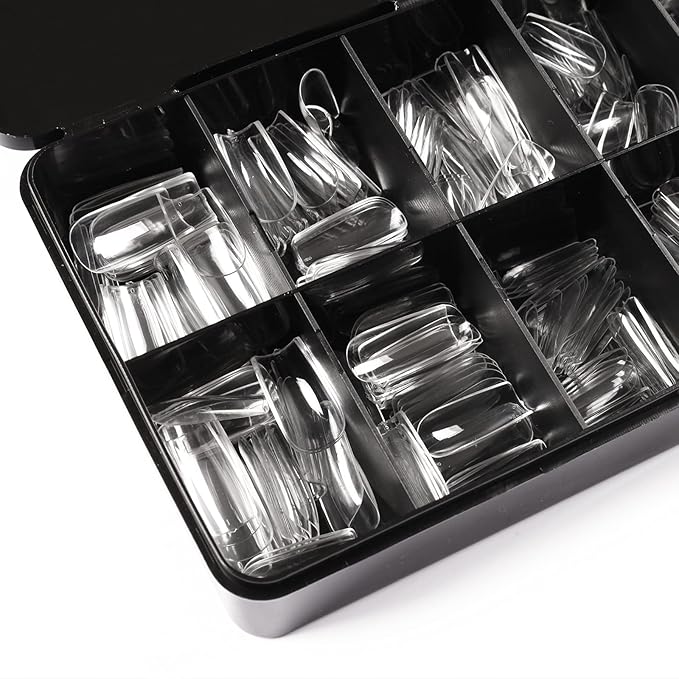 Short Square Nail Tips for Nail Extensions 360pcs Pre Etched Gel Fake Nails Tips for Women DIY French Style Salon at Home Full Cover Soft Acrylic False Tips 10 Sizes