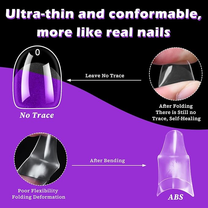 LoveOurHome 360pc Extra Short Oval Nail Tips Clear Fake Nails XS Round Almond Gel Nail Tips Full Cover Acrylic Nails Clear Press on Nails Short Oval 15 Sizes False Fingernail for Gel Nail Extension