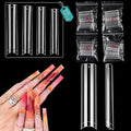200PCS 3 4 5 6 Size NO C Curve Clear Nail Tips for Acrylic Nails Professional, 3XL Long Flat Tapered Square Nail Tips, Half Cover Straight French Fake Nail Tips Nail Extension for Nail Salons Home DIY