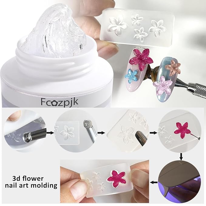 Solid Builder Gel - 60g Non-Sticky Hand Hard Gel for Nails With Dual Forms, 3D Sculpture Carving Modeling Design Extension Kit, Clear Salon Supplies