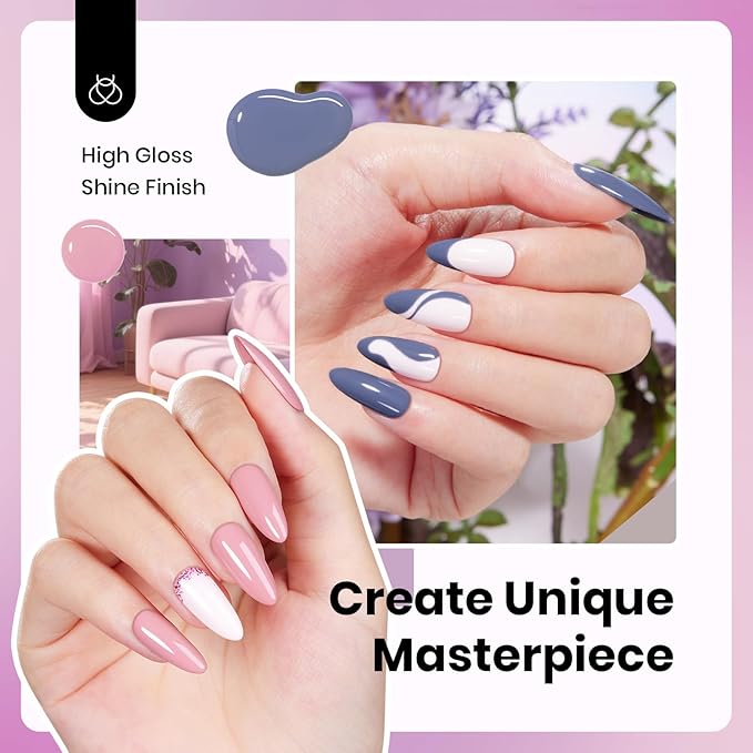 Beetles Hema-Free Gel Polish Set - 6 Colors 15ml Baby Pink Purple Gel Nude Pink Spring Colors Gel Polish Kit Soak Off Uv LED Nail Lamp DIY Home Manicure Salon Serene Afternoon