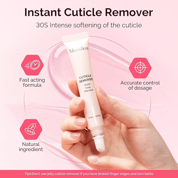 MelodySusie 10ML Cuticle Care Kit - Cuticle Oil and Cuticle Remover, Cuticle Nourishes and Softener, Promotes Nail Growth and Strength for Home and Salon Use 2PCS
