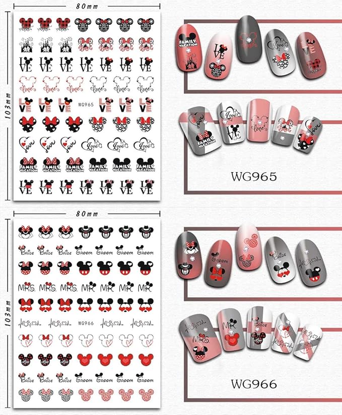 8 Sheets Cute Cartoon Nail Art Stickers Decals Romantic Valentine Day Nail Design Stickers 3D Self Adhesive Nail Art Valentines Nail Decals for Women DIY Manicure Valentine Day Party Nail Decoration