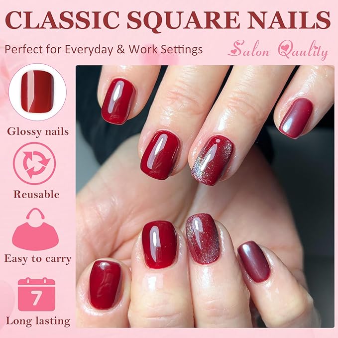AddFavo 576pcs Square Press on Nails Short Fake Nails, Full Cover Glossy Short Nails Press on Acrylic False Nail Tips 24 Colors for Women