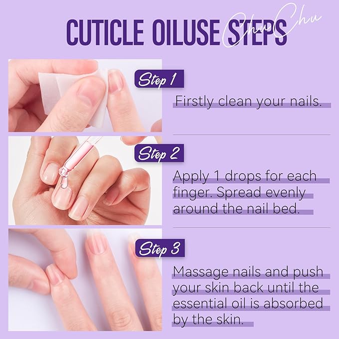 CHUCHU Cuticle Oil for Nails: Lavender Jojoba Nail Cuticle Oil with Vitamin B & E for Moisturizes Cuticle and Nail's Skin - Prevents Hangnails and Chapped 15ML