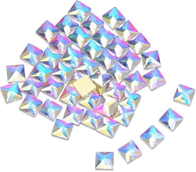 AD Beads Top Czech AB Crystal Flatback Rhinestone Nail Art Decoration Multi Shape (S14 Square 4mm, 100 Pcs)