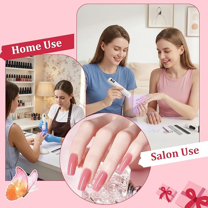 Handheld UV Nail Light for Gel Nails, Flash Cure Nail Lamp with LED Display, Settings 20/60s Timer Rechargeable Mini UV Led Nail Lamp, Hand Held Nail Light for Glue Polish Home Salon DlY, White