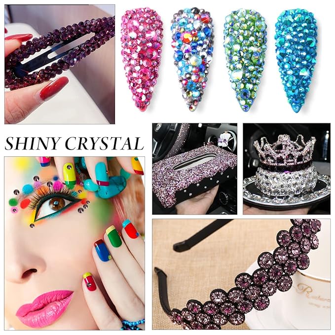 SS30 Non Hotfix Flatback Rhinestones - 288pcs Glass Nail Gems Crystals for Makeup Bags, Shoes & DIY Decoration (Amethyst)