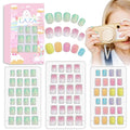 Laza 72pcs Children Nails Press On Pre-glue Full Cover Gorgeous and Colorful Short False Nail Gradient Glitter Kits for Kids Teenager Girls - Rainbow Falls