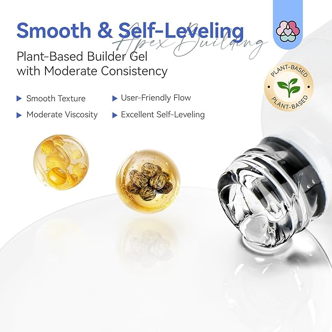 SAVILAND Clear Builder Nail Gel: 8 in 1 Gel Builder for Nails with Vitamin E & Castor Oil, Plant-Based Nail Strengthener Thickening Extension Gels in a Bottle Fix Curved Nails Home Nail Art DIY