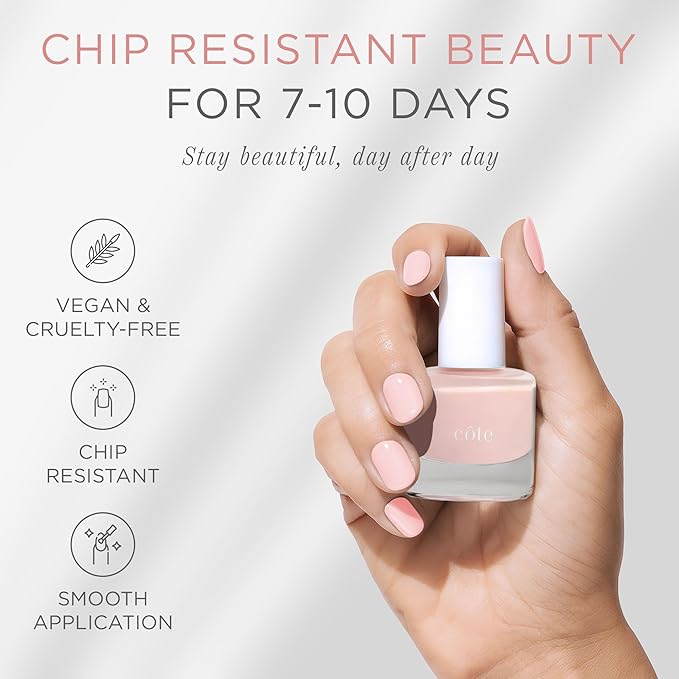 Cote Beauty’s En Pointe, Powdery Pink Nail Polish, Sheer Opalescent Finish, Vegan & Cruelty-Free, Long Lasting Nail Polish, Made in USA, 0.27 Fl Oz
