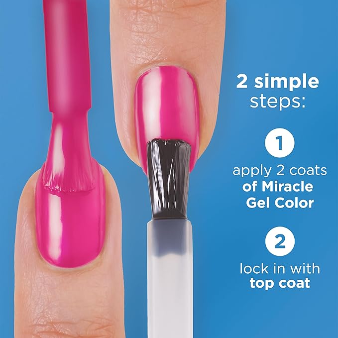 Sally Hansen Miracle Gel Supercharged Pinks Nail Polish | Salon Quality Gel-Like Formula, Two-Step System, No UV Light Needed, Long Lasting | 531 Berry Best Effort | Berry Pink Pearl Nail Color
