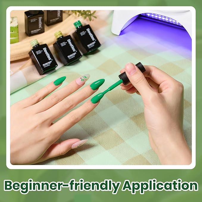 Beetles Green Gel Polish Set - Green Picnic Pastel Gel Nail Polish Set 6 Colors, Soak Off UV LED Lamp Spring Nails Art, Long-Lasting Manicure Salon DIY St Patricks Day Nails Home