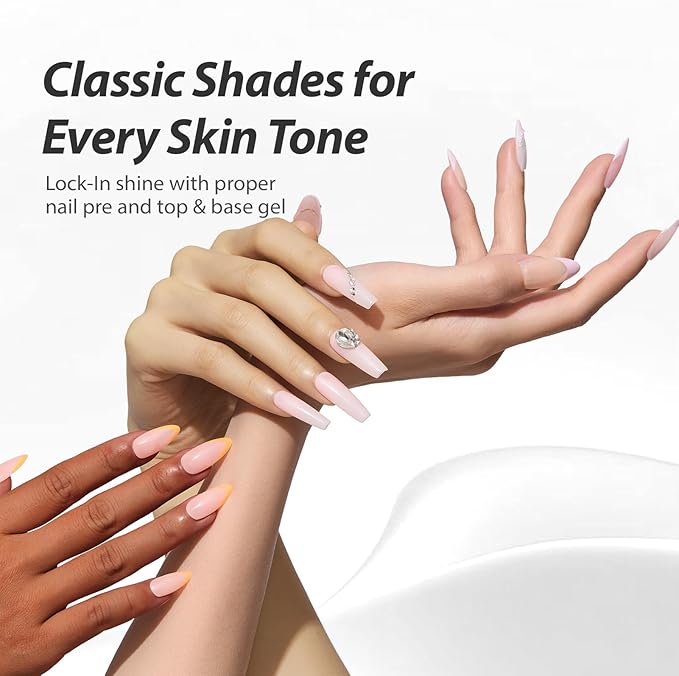 Makartt Jelly Nude Pink Gel Nail Polish Set: 6 Colors Neutral Jelly Nail Polish Kit 15ML One N'Done Sheer Translucent Effect Soak Off UV LED Nail Art Manicure Gift for Women