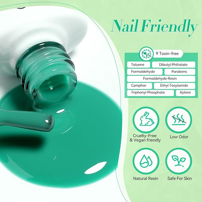 Born Pretty Green Gel Nail Polish, Spring Summer Carnival Evergreen Gel Nail Polish Set, Glitter Green Sparkle Gel Polish Nail Art Varnish Manicure Collection St. Patrick's Day 6PCS