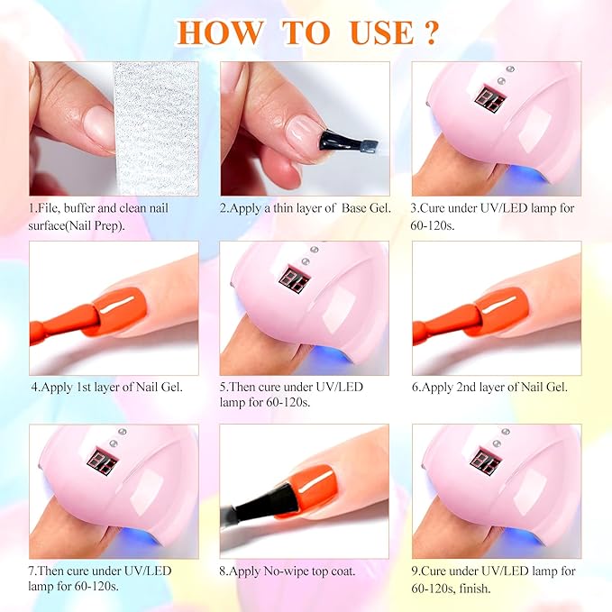 MTSSII Neon Gel Nail Polish Set, 12 Colors Hot Pink Orange Yellow Green Blue Red Purple Spring Summer Nail Polish Set Fluorescent Gel Nail Kit for Home DIY Manicure Nail Salon