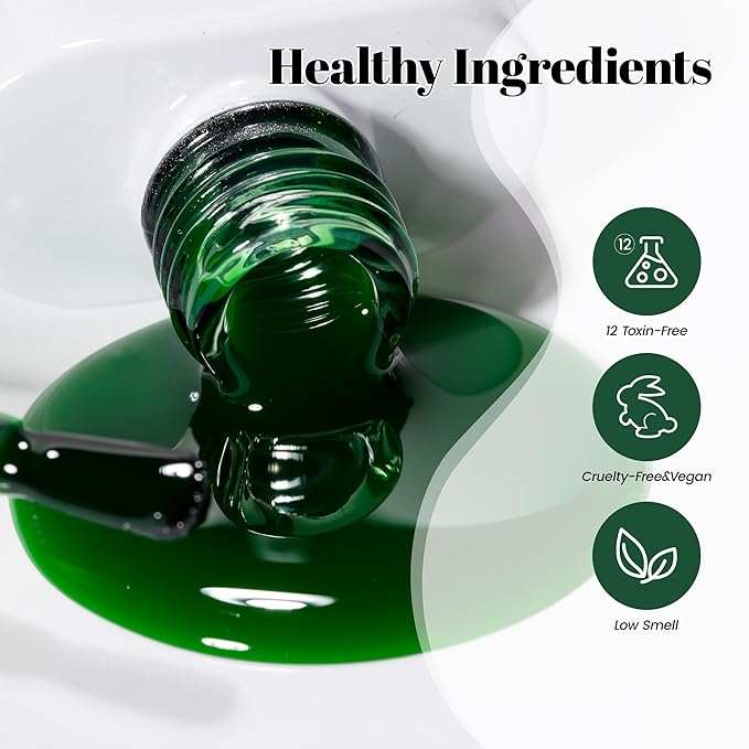 YTD Likomey Crystal Green Gel Nail Polish,15ml Sheer Translucent Jelly Glass Fine Pigment Nail Gel,Fall Winter Salon Home DIY Manicure and Pedicure Fall Winter UV Color Varnish,CS482