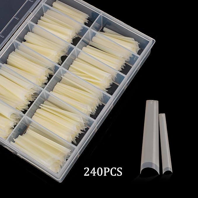 Tapered Extra Long Nail Tips, Ballerina Natural Acrylic Fake Nail Tips, Press On Nail False Nails with Box for Nail Salons and DIY Nail Art, 240PCS, 10 Sizes (Natural)