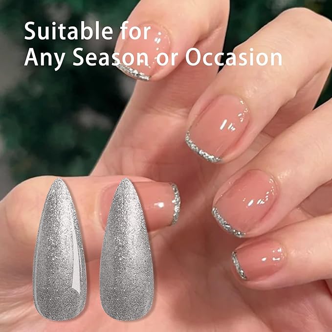 Gel Paint For Nails Art, Paint Nail Gel For French Tip Tool Design For Home Salon DIY Gel Nail Art (Silver, M)