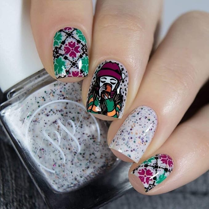 Whats Up Nails - B049 Hot Chocolate Season Stamping Plate for Christmas Winter Nail Art Design