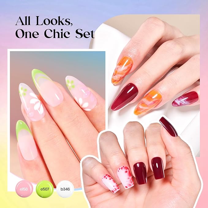 Beetles Valentines Gel Polish Set - 36 Color Spring Pastel Yellow Blue Pink Gel Polish Kit with Base Coat Glossy Matte Glitter Top Coat Soak Off UV LED Gel for Nail Art
