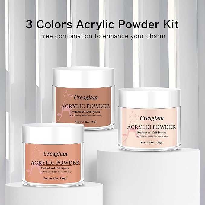 Super Acrylic Powder 28g: 3Pcs Large Capacity Imperial Topaz Carnelian Nail Polymer for 3D Art Carving French Extension - 1oz. Autumn Blonde Professional Acrylic Powder No Need Lamp