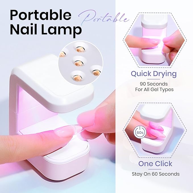 MIZHSE Solid Nail Glue, 18g Solid U V Gel Nail Glue Gel for Nails and Mini Light LED Lamp for Acrylic Nails Tips Long Lasting Rhinestone Glues for Salon Home DIY
