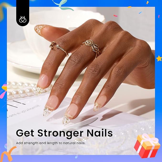 Beetles 8 in 1 Builder Gel and 9 In 1 Nail Glue for Nails, Clear Builder Strengthener Gel for Nail Apex and Extension in Strengthener Hard Glue Bottle, U V LED Lamp Long Lasting Gift for Women