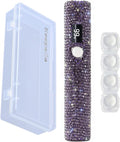 Handheld UV Nail Lamp with Sparkly Rhinestones, 3W Portable LED Nail Lamp, Wireless Rechargeable USB Nail Dryer with Silicone Stamper, LCD Display, Ideal for Home DIY Manicures (Purple)