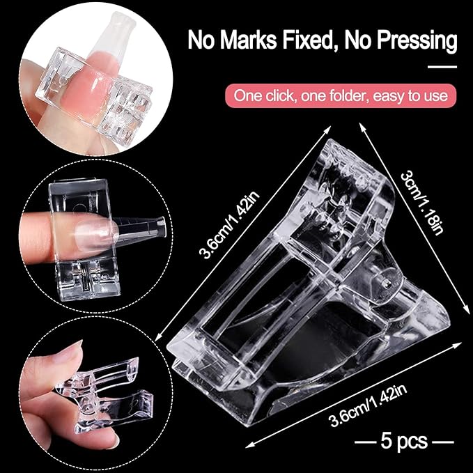 EBANKU 100 T Shape Gel Nail Mold Kit with Dual Acrylic Nail Extension Tools & Accessories