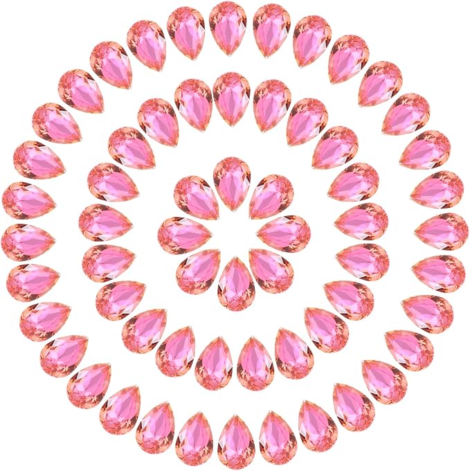 MECCANIXITY Teardrop Rhinestones 7x10mm, 84 Pcs Pointed Back K9 Glass Shiny Drop Shaped Rhinestones Crystal Gems for DIY Jewelry Making Crafts, Rose Red