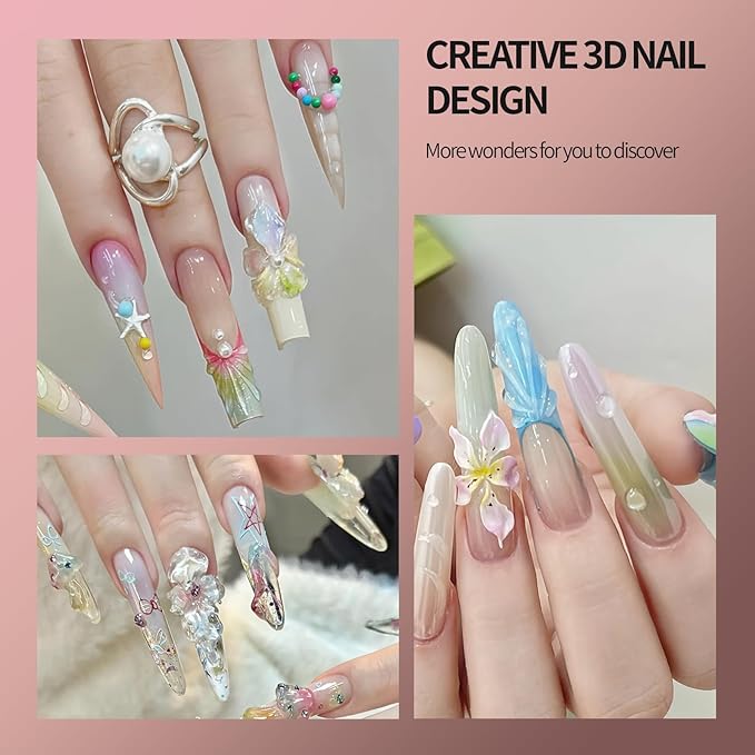 3D Gel Nail Art Kit-Nude Solid Builder Gel for Nails 3D Sculpting Carving Building Modeling Hard Extension for Beginner DIY Salon at Home Cured Needed