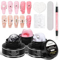 Solid Builder Gel for 3D Nail Art Extension Gel Non Stick Hand Sculpture Hard Gels with Dual Form Flower Strengthen for Home DIY Nails Salon Lamp Cure Require 30g(1oz)
